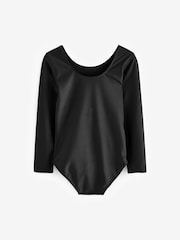Black Stretch Long Sleeve Leotard Bodysuit (2-10yrs) - Image 6 of 7