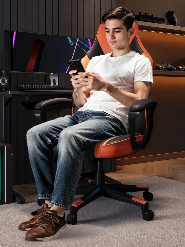 X Rocker Orange Tempest Ergonomic PC Office Gaming Chair - Image 2 of 6 X Rocker Orange Tempest Ergonomic PC Office Gaming Chair - Image 2 of 6