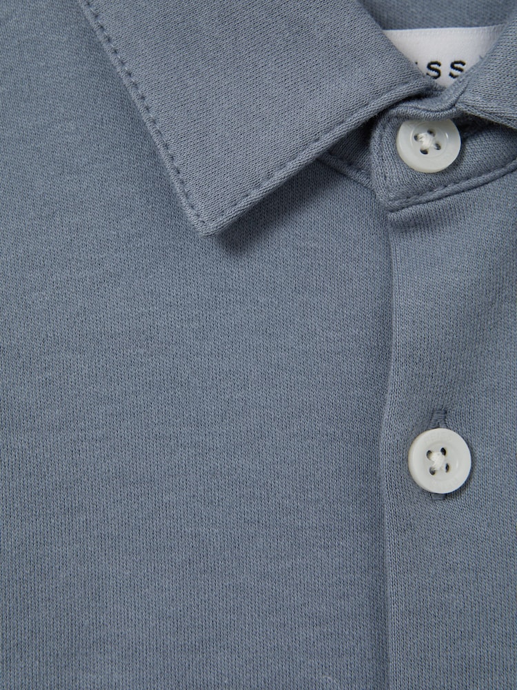 Reiss Airforce Blue Hendon Cotton Button-Through Shirt - Image 3 of 3