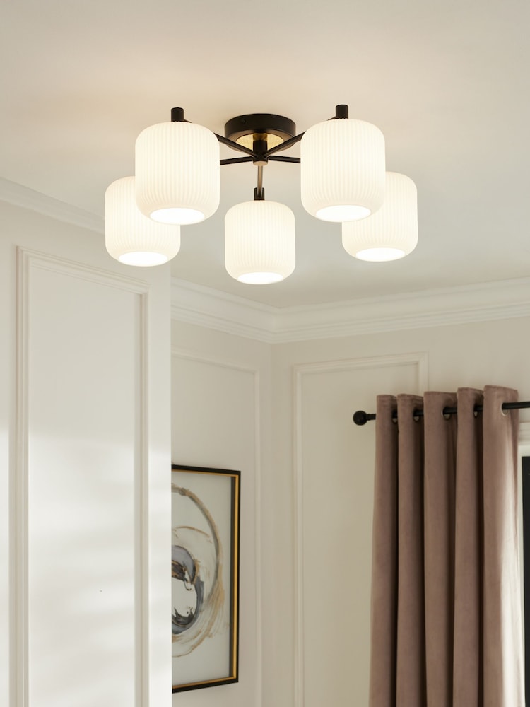 Black Ryker 5 Light Flush Ceiling Light Fitting - Image 1 of 5
