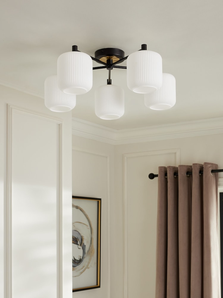 Black Ryker 5 Light Flush Ceiling Light Fitting - Image 2 of 5