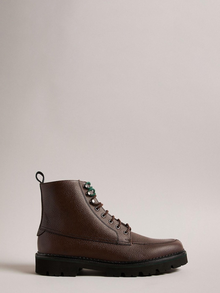 Ted Baker Brown Zigmond Scotch Grain Leather Lace Up Boots - Image 1 of 5