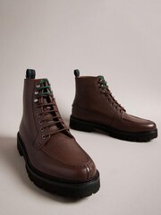 Ted Baker Brown Zigmond Scotch Grain Leather Lace Up Boots - Image 2 of 5