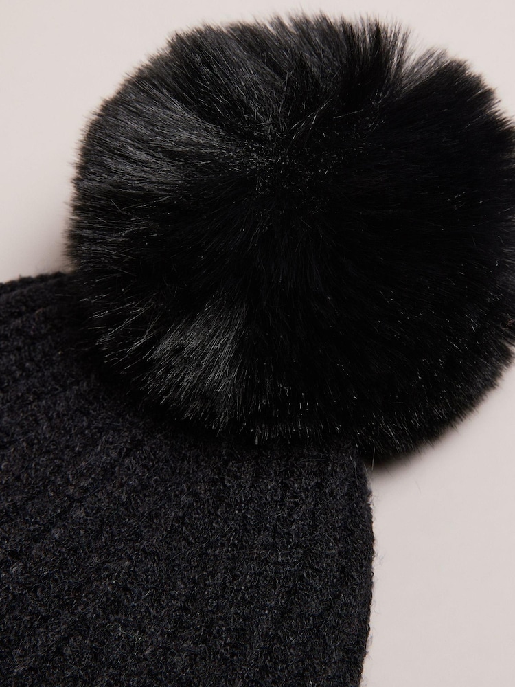 Ted Baker Black Pom Pom Hat - Image 2 of 3