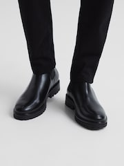 Reiss Black Chiltern Leather Chelsea Boots - Image 2 of 5