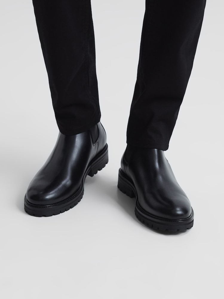 Reiss Black Chiltern Leather Chelsea Boots - Image 2 of 5