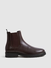 Reiss Chocolate Chiltern Leather Chelsea Boots - Image 1 of 6