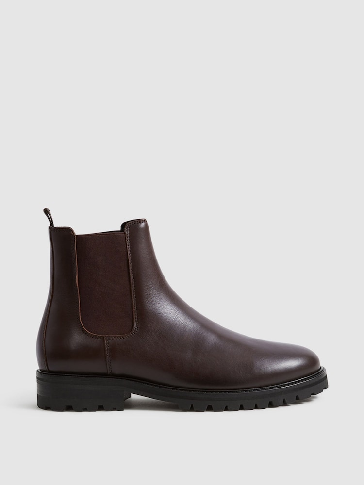 Reiss Chocolate Chiltern Leather Chelsea Boots - Image 1 of 6
