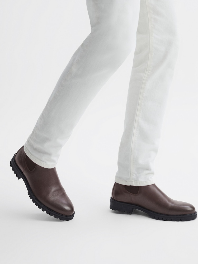 Reiss Chocolate Chiltern Leather Chelsea Boots - Image 3 of 6