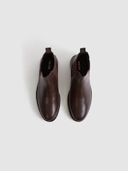 Reiss Chocolate Chiltern Leather Chelsea Boots - Image 4 of 6
