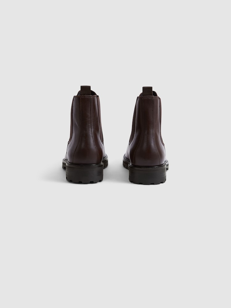 Reiss Chocolate Chiltern Leather Chelsea Boots - Image 6 of 6