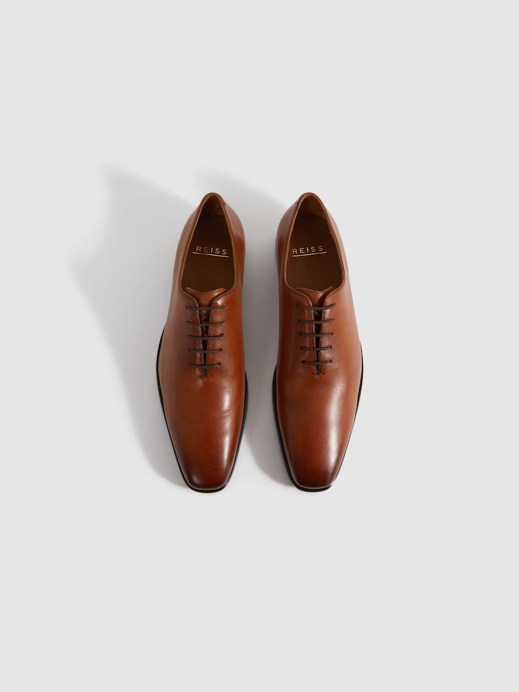 Reiss Light Tan Mead Leather Lace-Up Shoes - Image 3 of 5