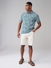 Blue Wave Textured Print Polo Shirt - Image 2 of 6
