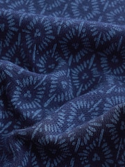Indigo Blue 100% Cotton Textured Print Polo Shirt - Image 8 of 8