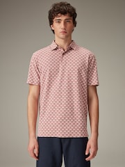 Pink/White Textured Print Polo Shirt - Image 1 of 4