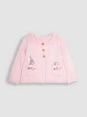 JoJo Maman Bébé Pink Bunny Appliqué Cardigan - Image 1 of 3