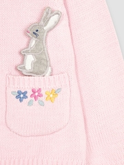 JoJo Maman Bébé Pink Bunny Appliqué Cardigan - Image 2 of 3
