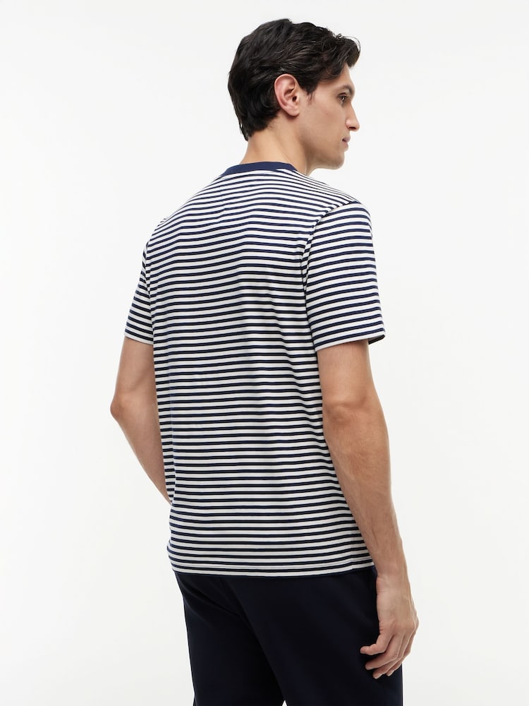 Tommy Hilfiger Blue Wavy Flag Patch Stripe T-Shirt - Image 2 of 5