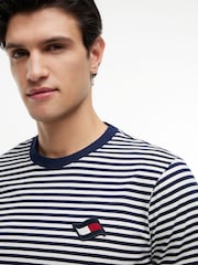 Tommy Hilfiger Blue Wavy Flag Patch Stripe T-Shirt - Image 4 of 5