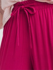 JD Williams Pink Crinkle Shirred Waist Wide Leg Trousers - Image 4 of 4