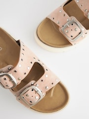 Pink Forever Comfort® Leather Double Buckle Flatform Sandals - Image 3 of 4