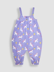 JoJo Maman Bébé Lilac Purple Unicorn Print Jumpsuit - Image 1 of 4
