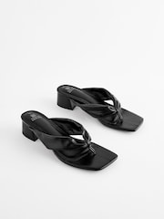 Black Forever Comfort® Toe Post Block Heel Mules - Image 1 of 6