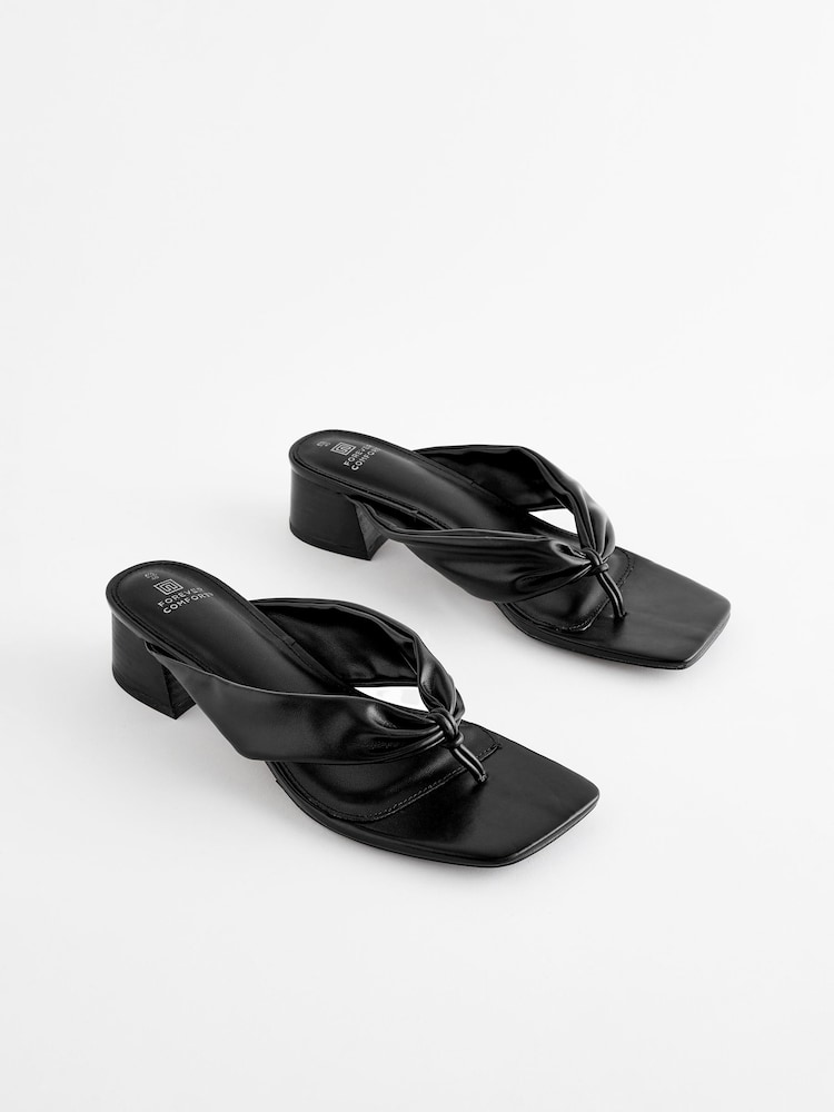 Black Forever Comfort® Toe Post Block Heel Mules - Image 1 of 6