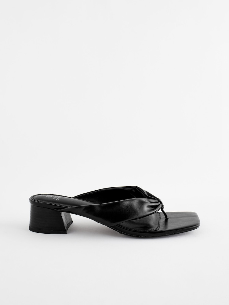 Black Forever Comfort® Toe Post Block Heel Mules - Image 2 of 6