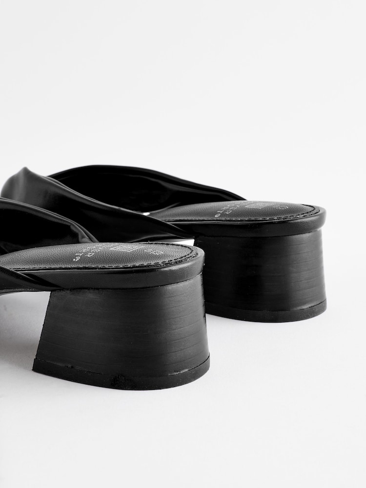 Black Forever Comfort® Toe Post Block Heel Mules - Image 6 of 6