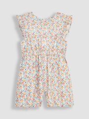 JoJo Maman Bébé Pink Apple & Peach Floral Playsuit - Image 1 of 3