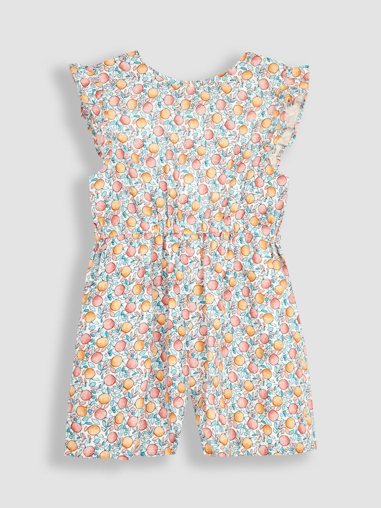 JoJo Maman Bébé Pink Apple & Peach Floral Playsuit - Image 1 of 3