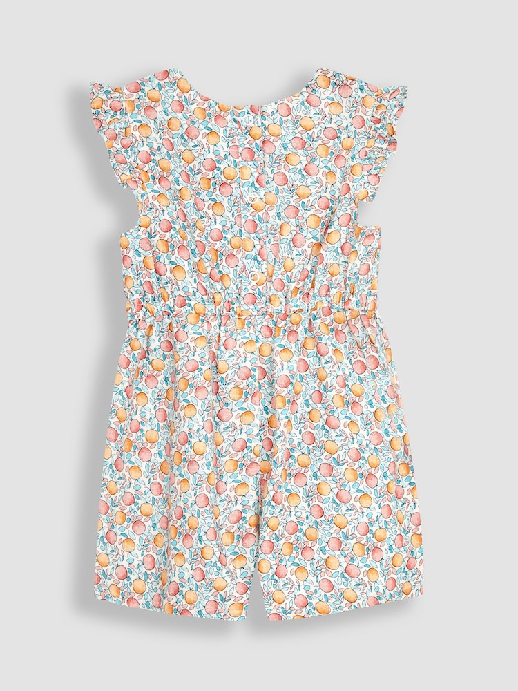 JoJo Maman Bébé Pink Apple & Peach Floral Playsuit - Image 2 of 3