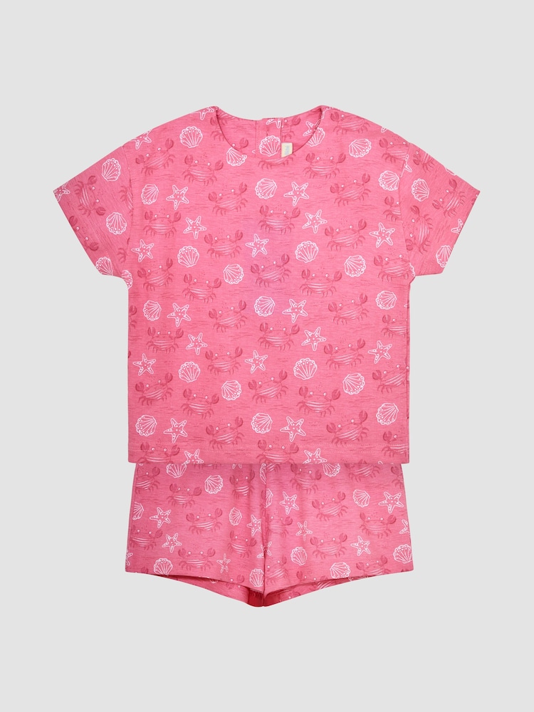 JoJo Maman Bébé Coral 2-Piece Crab T-Shirt & Shorts Set - Image 1 of 4