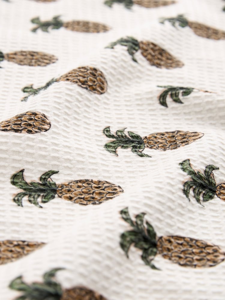 Ecru Pineapple Textured Print Polo Shirt - Image 7 of 7