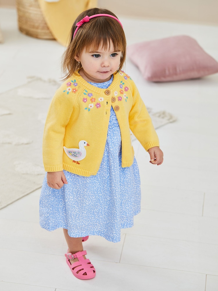 JoJo Maman Bébé Yellow Duck Novelty Pocket Cardigan - Image 2 of 5
