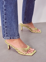 Lime Green Signature Leather Toe Post Mule Heels - Image 1 of 9