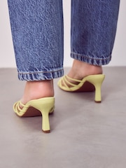 Lime Green Signature Leather Toe Post Mule Heels - Image 2 of 9