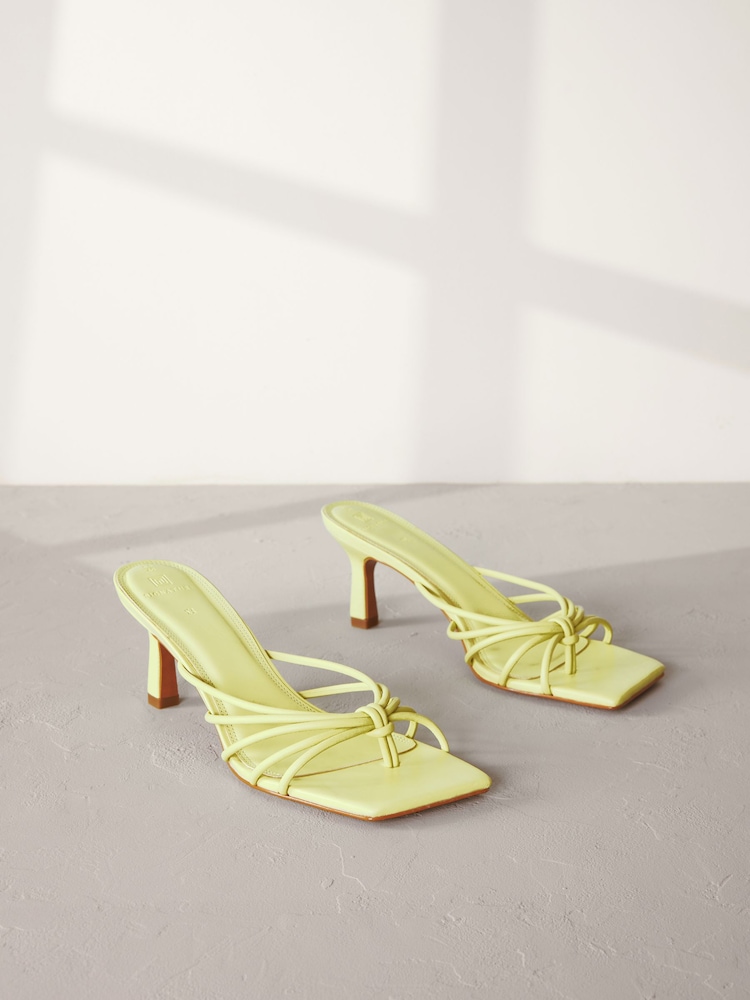 Vert citron - Chaussures à talons mules à bout en cuir Signature - Image 4 of 9