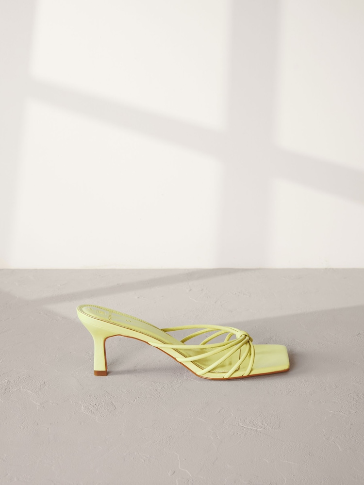 Vert citron - Chaussures à talons mules à bout en cuir Signature - Image 5 of 9