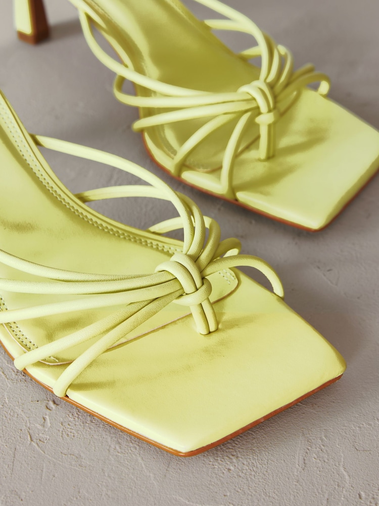 Vert citron - Chaussures à talons mules à bout en cuir Signature - Image 6 of 9