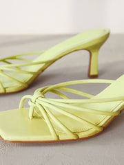 Lime Green Signature Leather Toe Post Mule Heels - Image 7 of 9