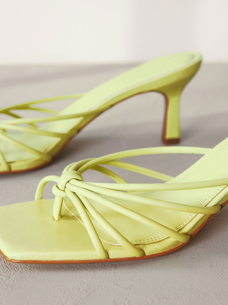 Vert citron - Chaussures à talons mules à bout en cuir Signature - Image 7 of 9