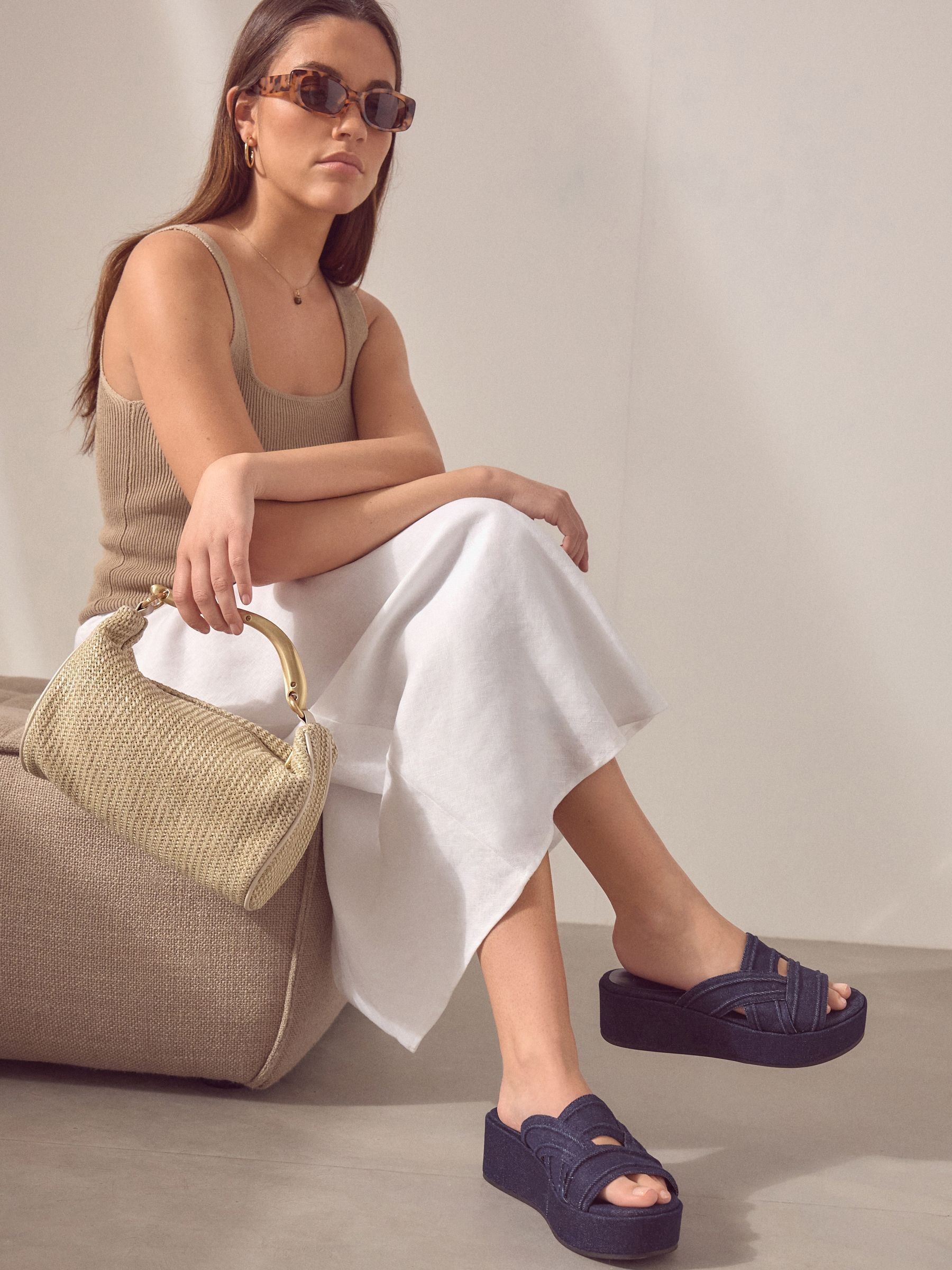 Buy Denim Forever Comfort Western Mules Wedges from Next Luxembourg