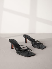 Black Signature Leather Toe Post Mule Heels - Image 1 of 6