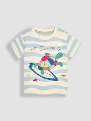 JoJo Maman Bébé Blue Turtle Appliqué T-Shirt - Image 1 of 3