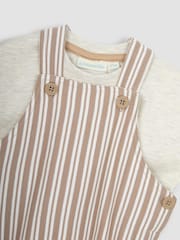 JoJo Maman Bébé Natural Stripe Dungarees & T-Shirt 2-Piece Set - Image 6 of 6