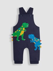 JoJo Maman Bébé Navy Blue TRex Appliqué Trouser Dungarees & T-Shirt Set - Image 4 of 8