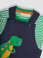 JoJo Maman Bébé Navy Blue TRex Appliqué Trouser Dungarees & T-Shirt Set - Image 7 of 8