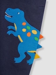 JoJo Maman Bébé Navy Blue TRex Appliqué Trouser Dungarees & T-Shirt Set - Image 8 of 8